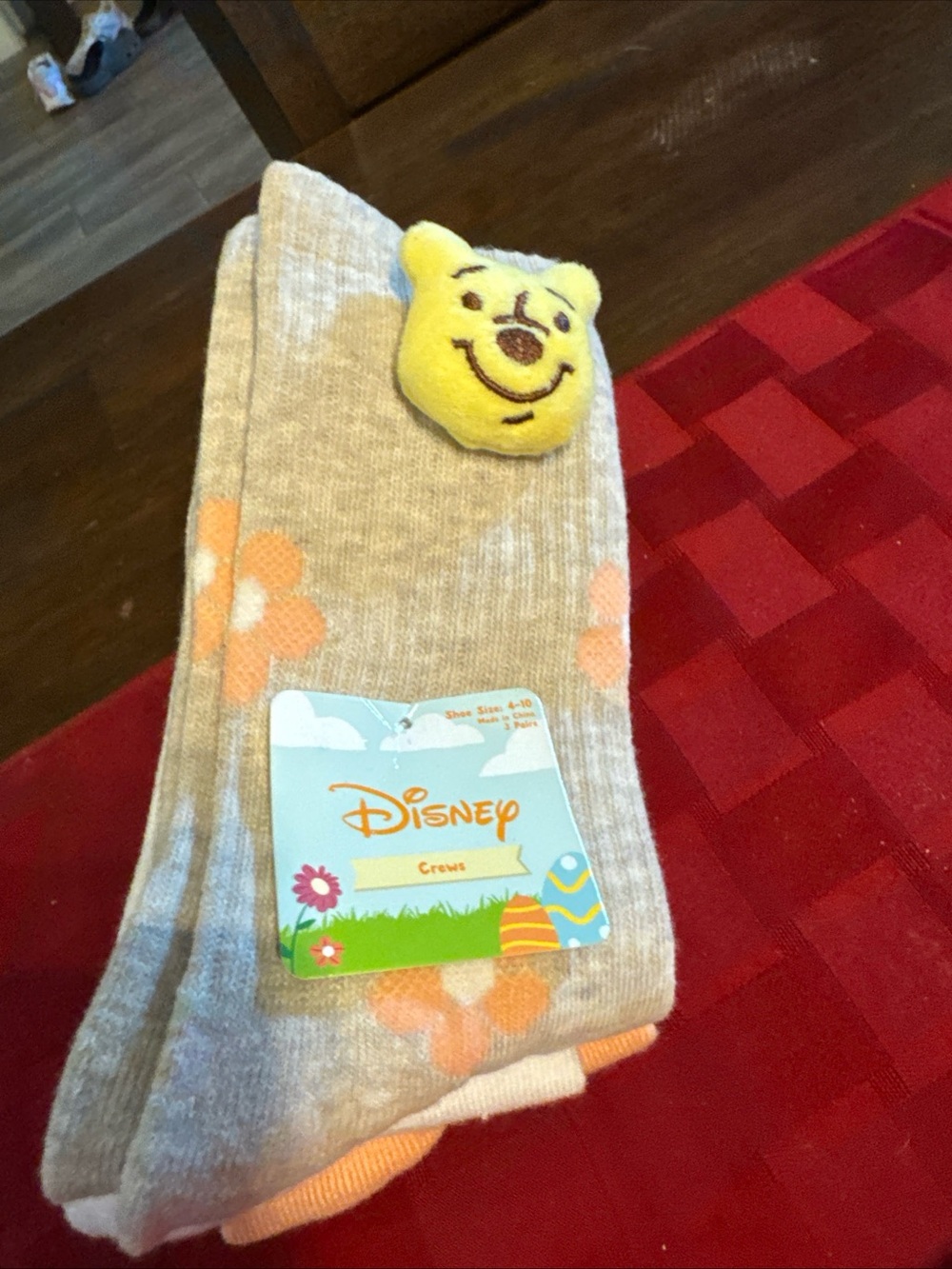 Disney Beige & Orange Winnie the Pooh Crew Socks